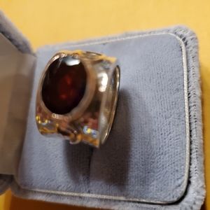 Garnet ring. Silver with gold accent.